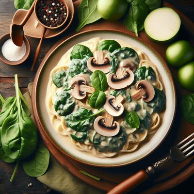 Image of Spinach and Mushroom Alfredo Sauce