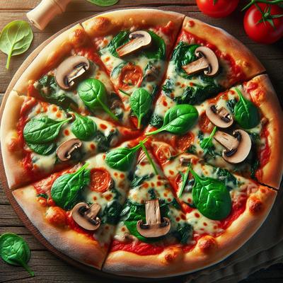 Image of Spinach and Mushroom Pizza