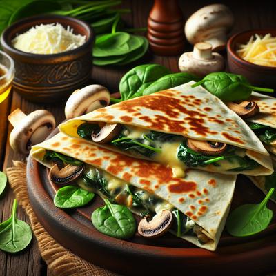 Image of Spinach and Mushroom Quesadillas
