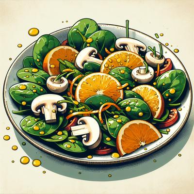 Image of Spinach and Mushroom Salad with Citrus Vinaigrette
