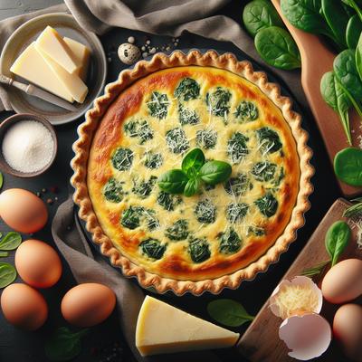 Image of Spinach and Parmesan Pie 2 Crust Quiche