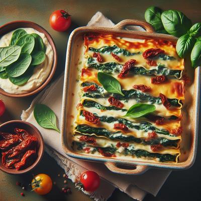 Image of Spinach and Sun Dried Tomato Bechamel Lasagna