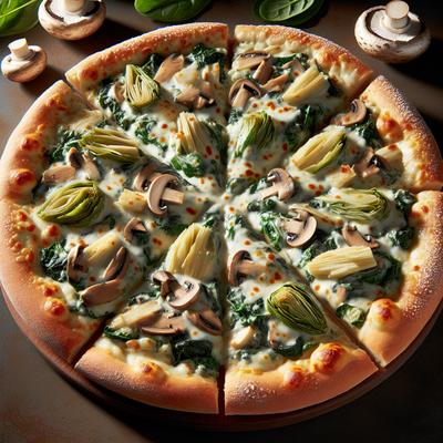 Image of Spinach Artichoke and Mushroom Alfredo Pizza