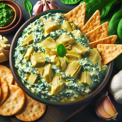 Image of Spinach Artichoke Dip with Pita Chips