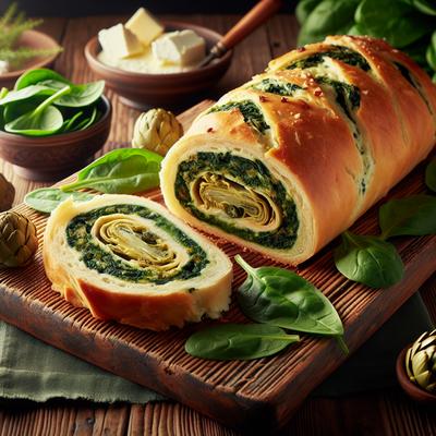 Image of Spinach Artichoke Stuffed Rolled Bread