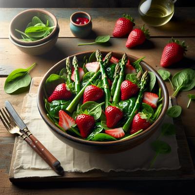Image of Spinach Asparagus and Strawberry Salad