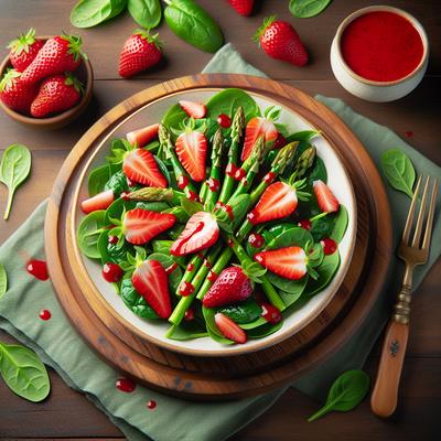 Image of Spinach Asparagus Salad with Strawberry Dressing