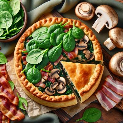 Image of Spinach Bacon and Mushroom Savory Pie