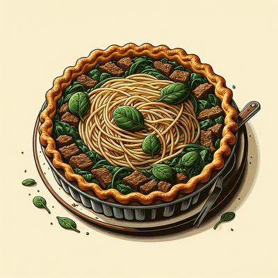 Image of Spinach Beef Spaghetti Pie
