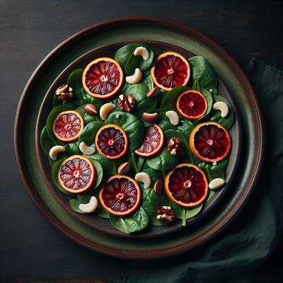 Image of Spinach Blood Orange and Macadamia Nut Salad