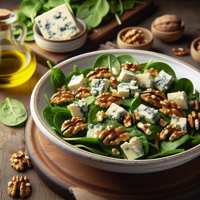 Image of Spinach Blue Cheese Salad with Walnut Dressing