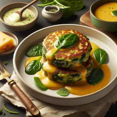 Image of Spinach Cakes with Gouda Cheese Sauce