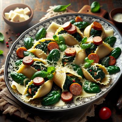 Image of Spinach Cheese and Sausage Stuffed Shells Oamc