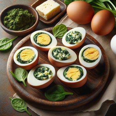Image of Spinach Cheese Stuffed Eggs