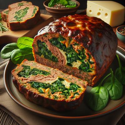 Image of Spinach Cheese Stuffed Meatloaf