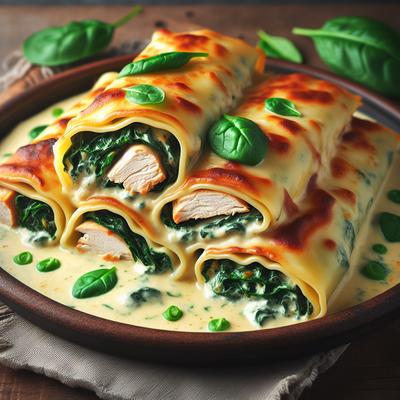 Image of Spinach Chicken Alfredo Lasagna Roll Ups