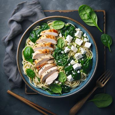 Image of Spinach Chicken and Feta Noodles
