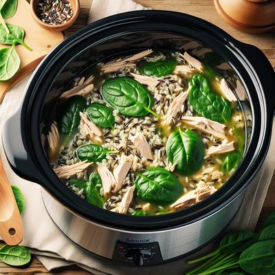 Image of Spinach Chicken and Wild Rice Soup Slow Cooker