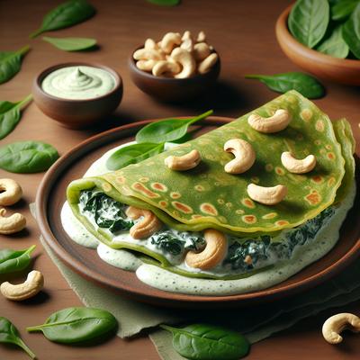 Image of Spinach Crepes with Creamy Cashew Filling
