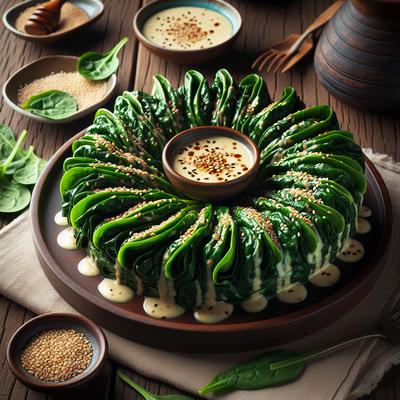Image of Spinach Crowns with Sesame Dressing