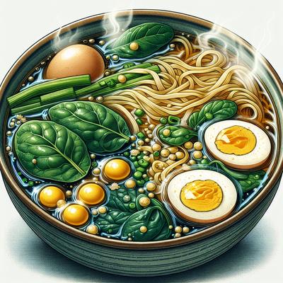 Image of Spinach Egg Drop Noodle Soup