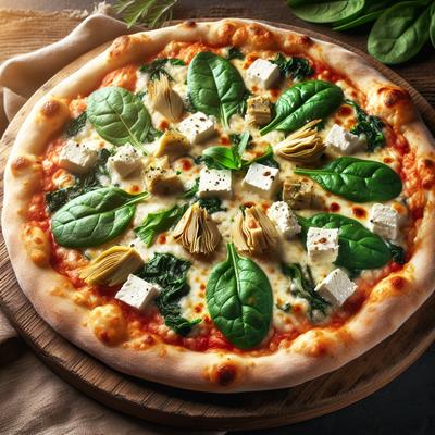 Image of Spinach Feta and Artichoke Pizza