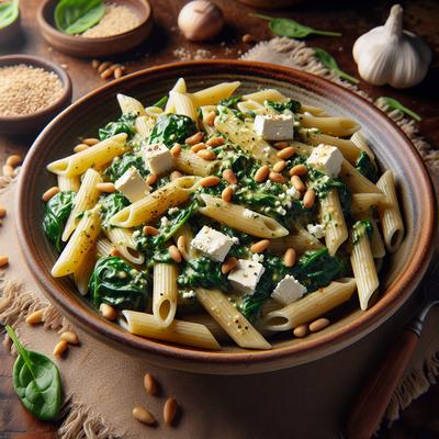 Image of Spinach Feta Penne with Pine Nuts