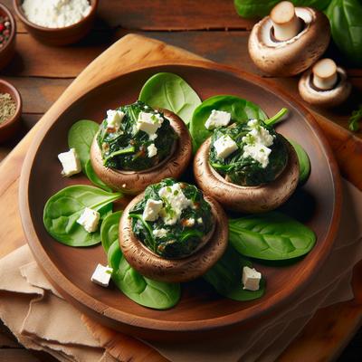 Image of Spinach Feta Stuffed Mushrooms Caps Vegetarian