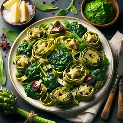 Image of Spinach Fettuccine with Artichokes
