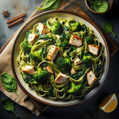 Image of Spinach Fettuccine with Chicken and Broccoli