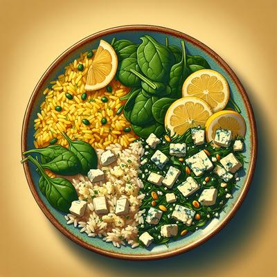 Image of Spinach Gorgonzola and Lemon Rice