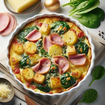 Image of Spinach Ham and Potato Au Gratin