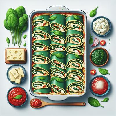Image of Spinach Lasagna Roll Ups Meatless
