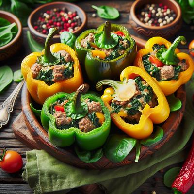 Image of Spinach Meat Stuffed Peppers Carb Free