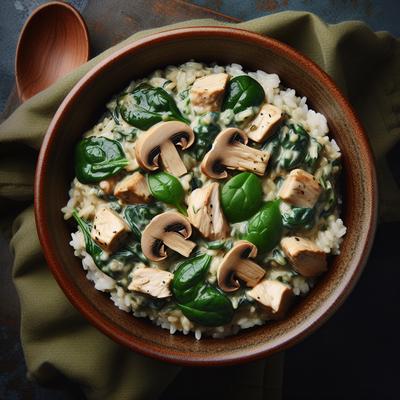 Image of Spinach Mushroom and Chicken Risotto for Rice Cooker