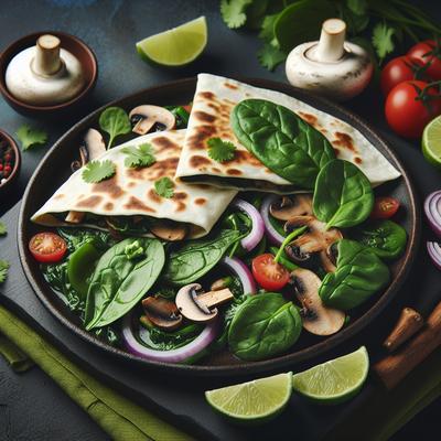 Image of Spinach Mushroom and Cilantro Quesadillas