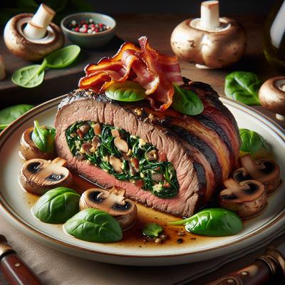 Image of Spinach Mushroom Bacon Stuffed Flank Steak