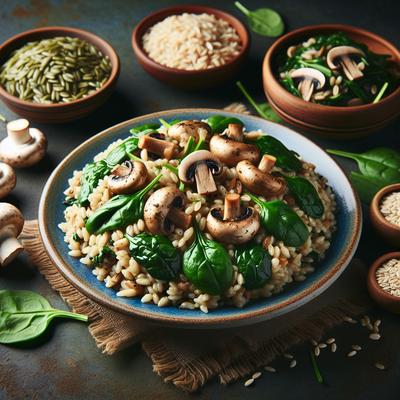 Image of Spinach Mushroom Barley Pilaf