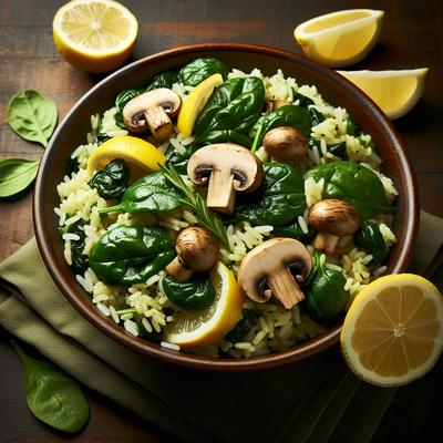 Image of Spinach Mushroom Lemon Rice Pilaf