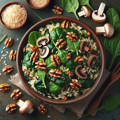 Image of Spinach Mushroom Orzo with Toasted Walnuts