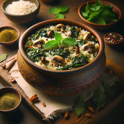 Image of Spinach Mushroom Rice Bake Oman Style