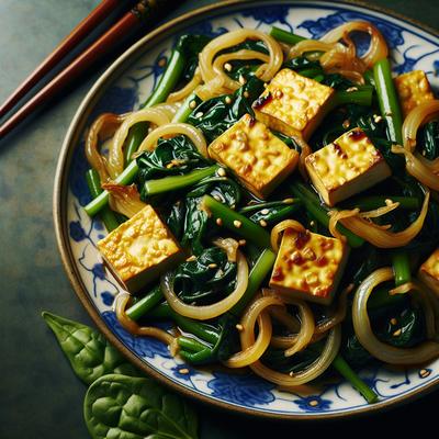 Image of Spinach Onion Tofu Stir Fry