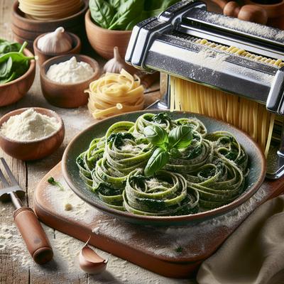 Image of Spinach Pasta Using a Pasta Machine