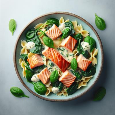 Image of Spinach Pasta with Salmon and Cream Sauce