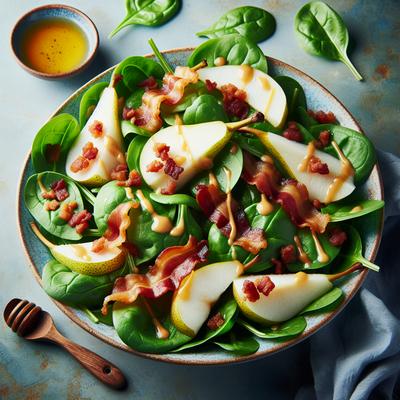 Image of Spinach Pear Salad W Bacon and Honey Dijon Dressing