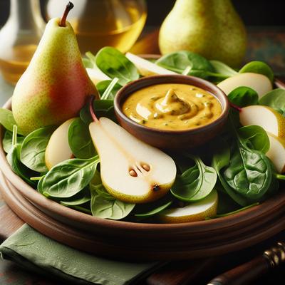 Image of Spinach Pear Salad with Mustard Vinaigrette