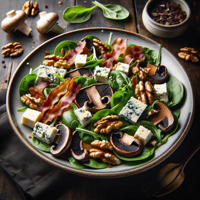 Image of Spinach Portabella Bacon Blue Cheese in Walnut Dressing