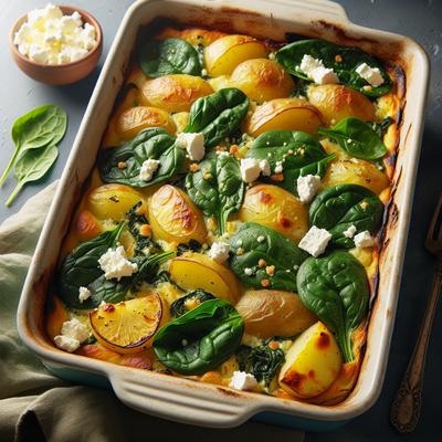 Image of Spinach Potato and Feta Bake