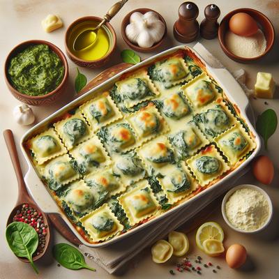 Image of Spinach Ravioli Casserole with Alfredo Sauce