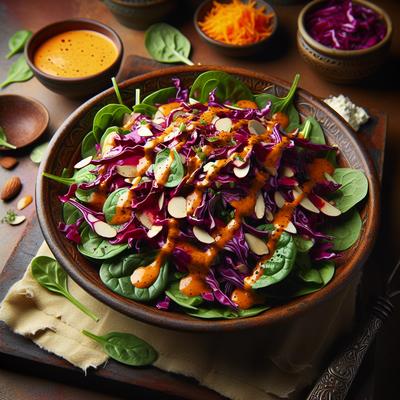 Image of Spinach Red Cabbage Salad with Orange Dressing